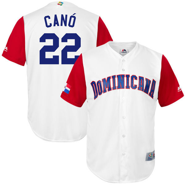 customized Men Dominican Republic Baseball #22 Robinson Cano White 2017 World Baseball Classic Replica Jersey